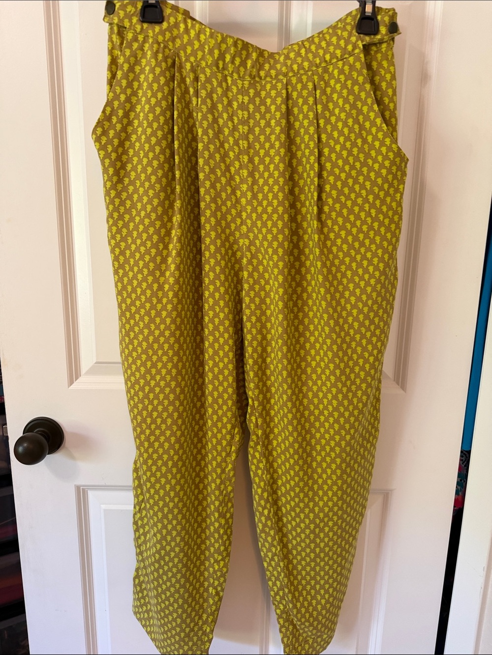 Plenty by Tracy Reese Chartreuse Patterned High-Rise Tapered Trousers